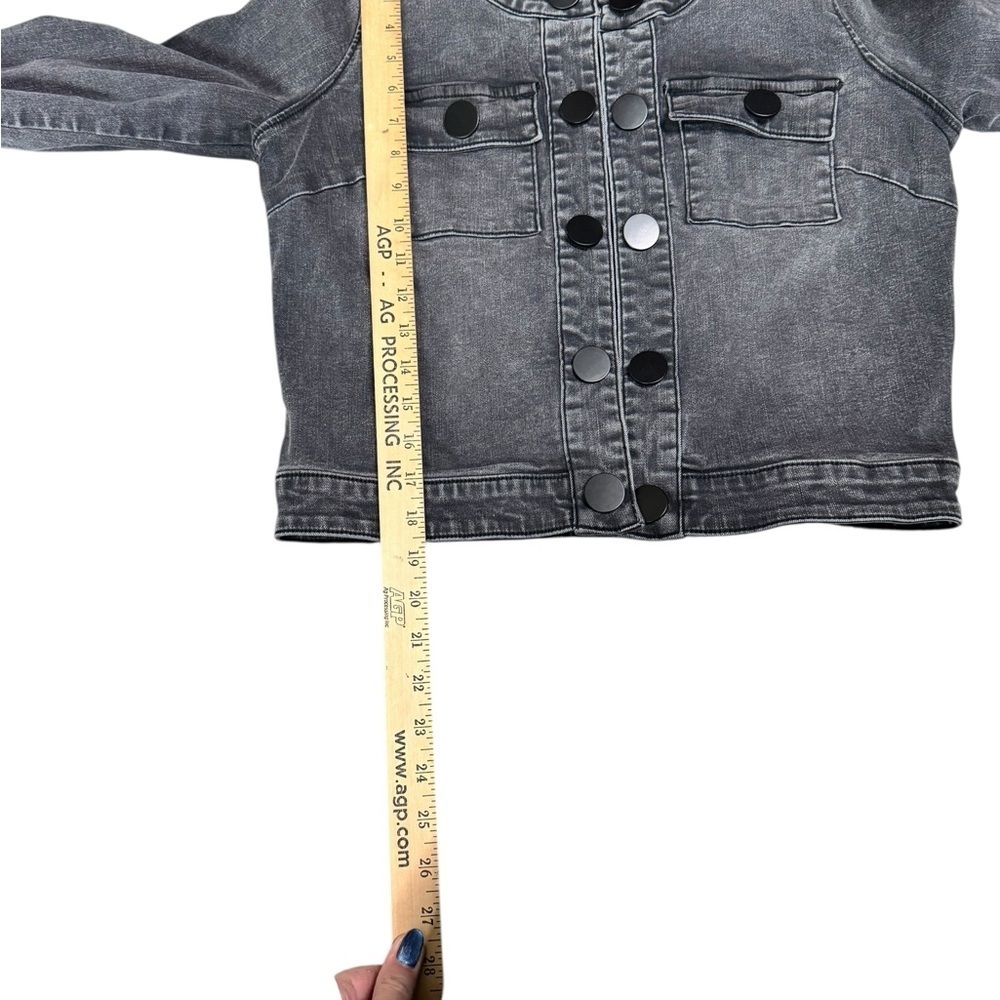 KUT from the Kloth Belle Jacket Medium Gray Denim Snap Front Cropped Chic S5 - Picture 6 of 10